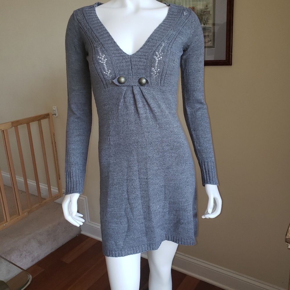 S RED PAINT GRAY SWEATER DRESS